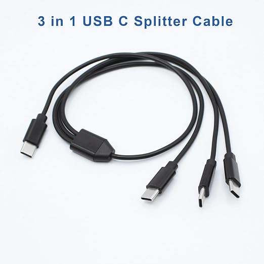 3 in 1 USB Type C Splitter Cable,USB C Male to 3 USB C Male Data Snyc and Charging Cord,USB C Multi Charging Cable for Cell Phones,Tablets and More(1.6FT/0.5M) - Image 2