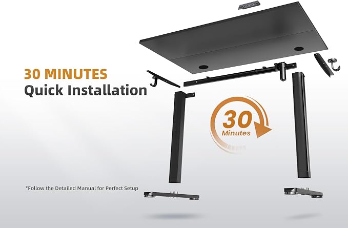 YDN 55 x 24 Inch Black Electric Standing Desk | Adjustable Height, Sit Stand, Cable Management, Ergonomic, Home Office - Image 9