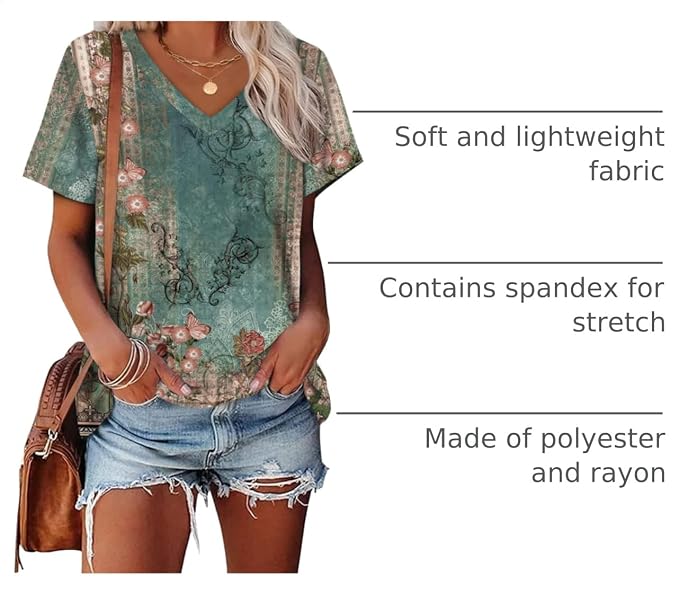 Alaroo Womens Summer Tops 2026 V Neck Short Sleeve Shirts Trendy Dressy Casual Vacation Outfits Printed - Image 4