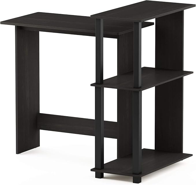 Furinno Abbott Corner Computer Desk with Bookshelf, Espresso/Black - Image 5