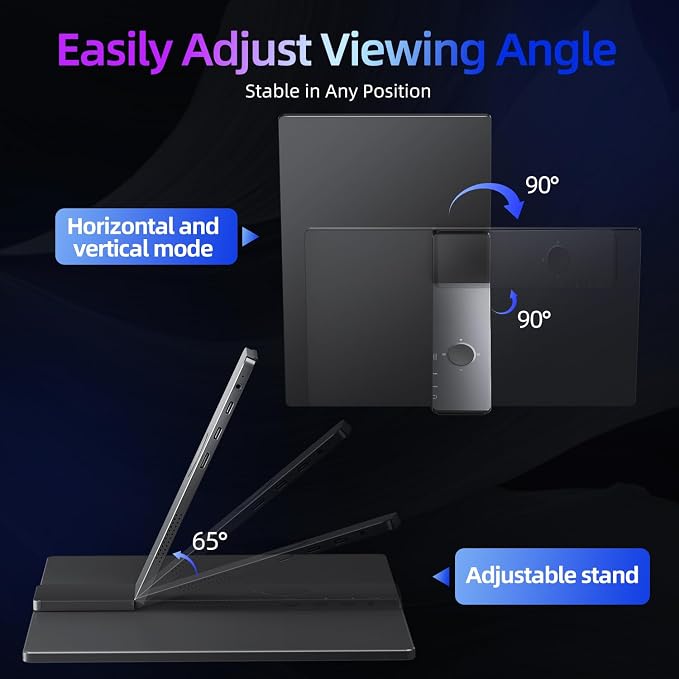 KYY Portable Monitor for Laptop with Built-in Stand, 15.6'' Laptop Screen Extender 1080P FHD Monitor - Image 4