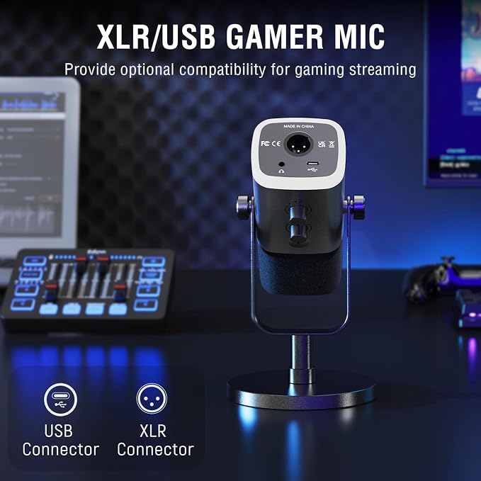 FIFINE Gaming Equipment Bundle, Dynamic XLR/USB Gaming Microphone Set with Streaming Audio Mixer for Podcast Recording Video Vocal, RGB Gamer Set with Volume Fader/XLR Interface for PC-AmpliGame KS5 - Image 6