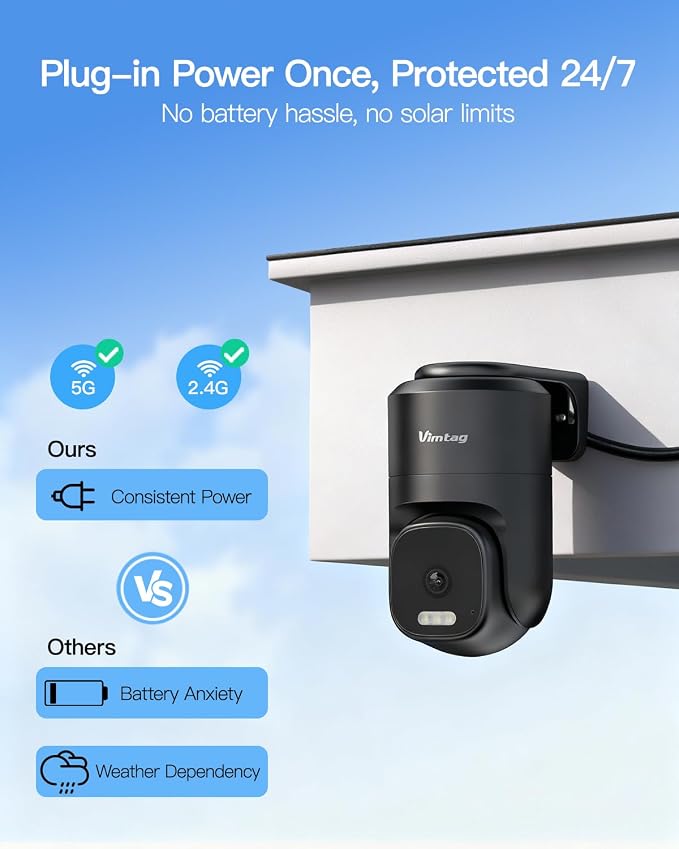 VIMTAG 2.5K 4MP Outdoor Security Camera, Pan/Tilt WiFi Home CCTV Camera, 360° View & Motion Tracking, Color Night Vision, 2-Way Audio, AI Detection Alarm, IP66, Cloud & SD Card Storage, Works w/Alexa - Image 4