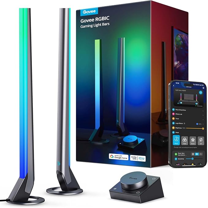 Govee RGBIC Gaming Light Bars H6047 with Smart Controller, Wi-Fi Smart LED | Gaming Lights with Music Modes and 60+ Scene Modes Built, Works with Alexa & Google Assistant, New Year Lights Decor by Unknown