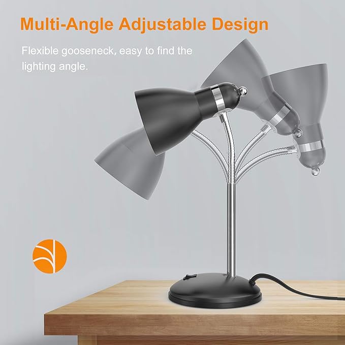 LEPOWER Metal Desk Lamp, Adjustable GooseNeck Reading Light for Bedroom | Compact & Sturdy, Space-Saving for Bedside & Dorm, E26 Table Lamp, Eye-Caring, Ideal for Study, Office, Back to School - Image 6