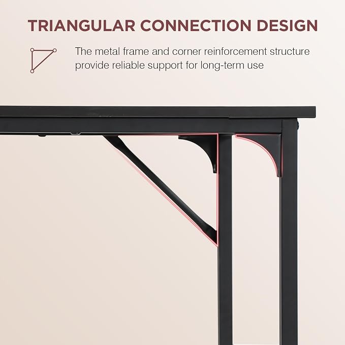 PayLessHere | 39 Inch Computer Desk | Black | Sturdy Office Desk | Metal Frame, Adjustable Feet | Water-Resistant, Scratchproof Surface | Writing Table for Home Office or Study | Pack of 1 - Image 6