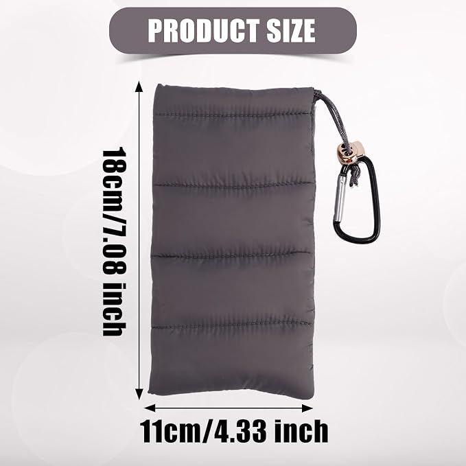 Lyreh Thermal Phone Pouch, Down Cotton Warm Phone Case Cover Bags Prevents Freezing & Overheating Protector Cellphone Pouch with Carabiner Ideal for Outdoor Camping Hiking Skiing (Grey) - Image 2