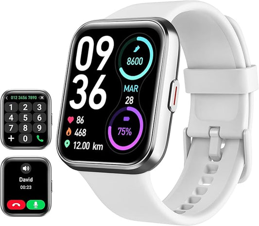Smart Watch for Women Android & iPhone, Alexa Built-in, 1.8" Touch Screen Fitness Tracker with Answer/Make Calls, IP68 Waterproof Heart Rate/Sleep/SpO2 Monitor, Pedometer, 100+ Sport Modes, White by Tensky