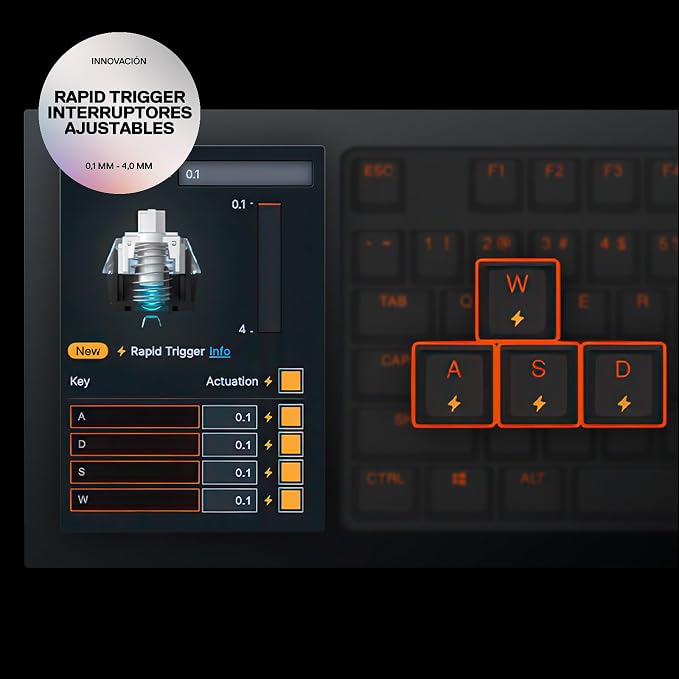 SteelSeries Apex Pro Mini Gen 3 OmniPoint 3.0 HyperMagnetic Switches — Adjustable Actuation — Rapid Trigger — Game-Ready Presets — Protection Mode — Rapid Tap/SOCD — RGB — PBT Keycaps — USB-C - Image 8