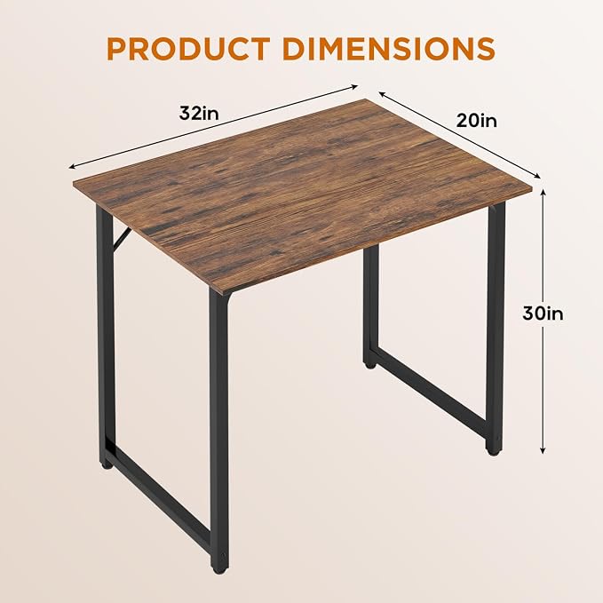 PayLessHere | 32 Inch Computer Desk | Vintage | Sturdy Office Desk | Metal Frame, Adjustable Feet | Water-Resistant, Scratchproof Surface | Writing Table for Home Office or Study | Pack of 1 - Image 3