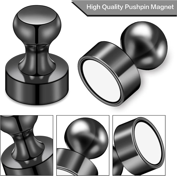 LOVIMAG Fridge Magnets 20Pcs, Magnet for Refrigerator Whiteboard, Black | Small Strong Neodymium Metal Cute Push Pin for Classroom, Kitchen, Accessories Decorative, Office, Calendar - Image 5