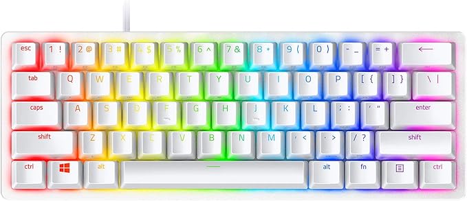 Razer Huntsman Mini 60% Gaming Keyboard, Linear Optical Switches, White | Aluminum Top Frame, Chroma RGB Lighting, PBT Keycaps, Onboard Memory, Snap Tap by Unknown