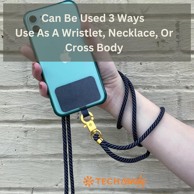 Tech Candy The Hookup Universal Lanyard Mobile Cell Phone Strap, Dark Slate - Quality, Wrist, Neck, Crossbody, Adjustable - Image 4