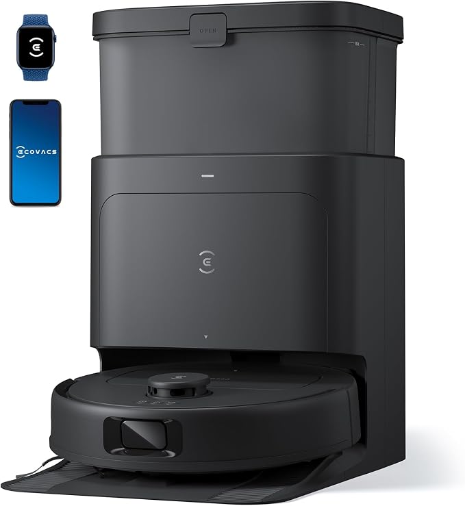 ECOVACS DEEBOT N30 Omni Robot Vacuum and Mop, 10000Pa Suction, TruEdge Adaptive Edge Mopping, ZeroTangle 2.0 Technology, Hot Air-Drying, Self-Emptying, Auto-Lift Mopping, Obstacle Avoidance by Unknown