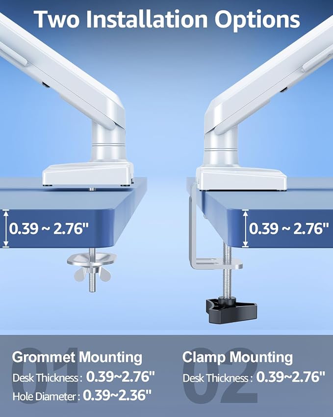 Single Monitor Mount for 32 27 24 22 inch Screen, Monitor Arm Holds 4.4-22 lbs, Monitor Desk Mount, Gaming & Home Office Use, VESA 75x75mm & 100x100mm, Freelift Pro White - Image 7