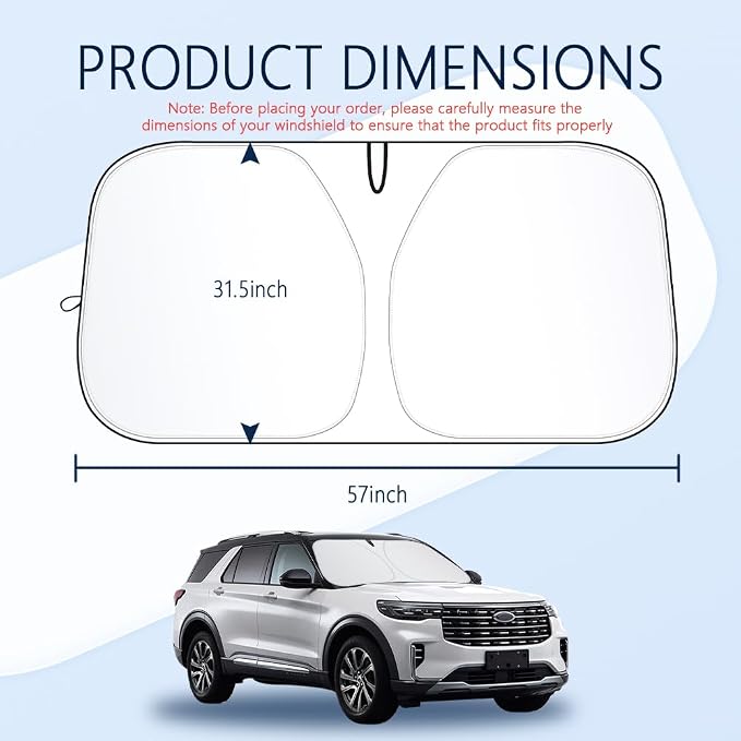 300T Thickened Automotive Glass Sunshade and Comes with Storage Bag,Keep Car Interior Cool,Universal Windshield Sun Shade Fit for Cars,Trucks,SUVs (L: 57.08 * 31.5 inch) - Image 2
