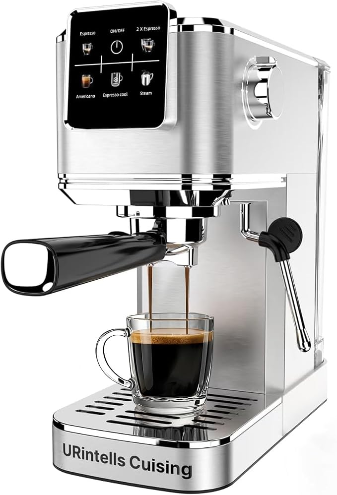URintells Cuising Espresso Machine with Touchscreen And Cold Brew | 20Bar Pump,Stainless Steel Espresso Maker with Powerful Steam Milk Frother for Cappuccino Latte,Iced Americano by URintellsCuising