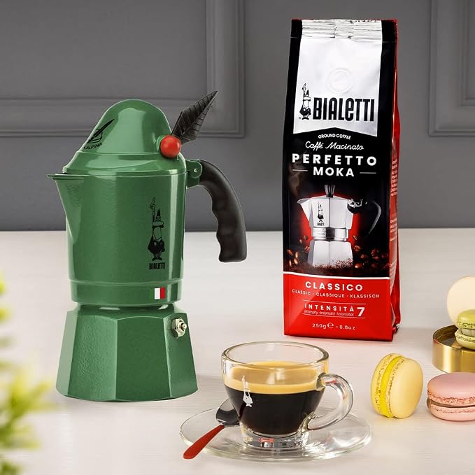 Bialetti Moka Express Alpina Stovetop Espresso Maker – Iconic Italian Moka Pot for Espresso Coffee, 3 Espresso Cups (4.3 oz / 130 mL), Aluminum, Green - Image 2