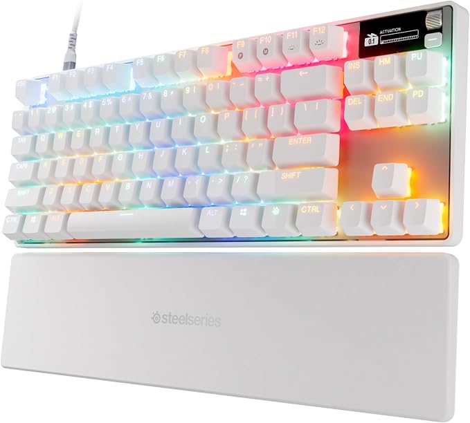 SteelSeries Apex Pro TKL Gen 3 Gaming Keyboard - OmniPoint 3.0 Analog Magnetic Switches, Quickset Auto-Presets (Rapid Trigger, Rapid Tap/SOCD, Protection Mode), OLED, RGB, PBT Keycaps, USB-C, White by Unknown