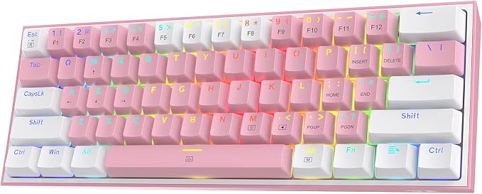 Redragon K617 Wired 60% Compact Hot-Swap RGB Gaming Mechanical Keyboard | 61 Keys Design for More Room to Aim, Swap-Ready Socket for Mod, Vibrant 20-Mode Lighting Hype Vibing, Pro Software Supported by REDRAGON