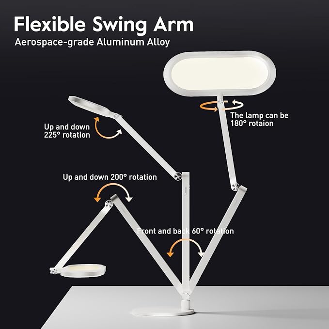 LitONES Premium LED Desk Lamp, Dual-Sided Soft Lighting with Knob Remote | Eye-Caring Diffused Light for Home Office, Video Conferencing, Zoom, Reading, Study, Craft, Stepless Dimming & Color, Memory - Image 7