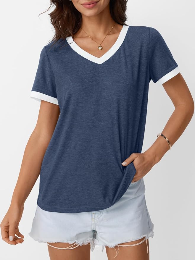 AUTOMET Womens Short Sleeve T-Shirts Summer Tops Casual Soft Tunic V Neck Basic Workout Clothes Spring Fashion Outfits 2026 - Image 2