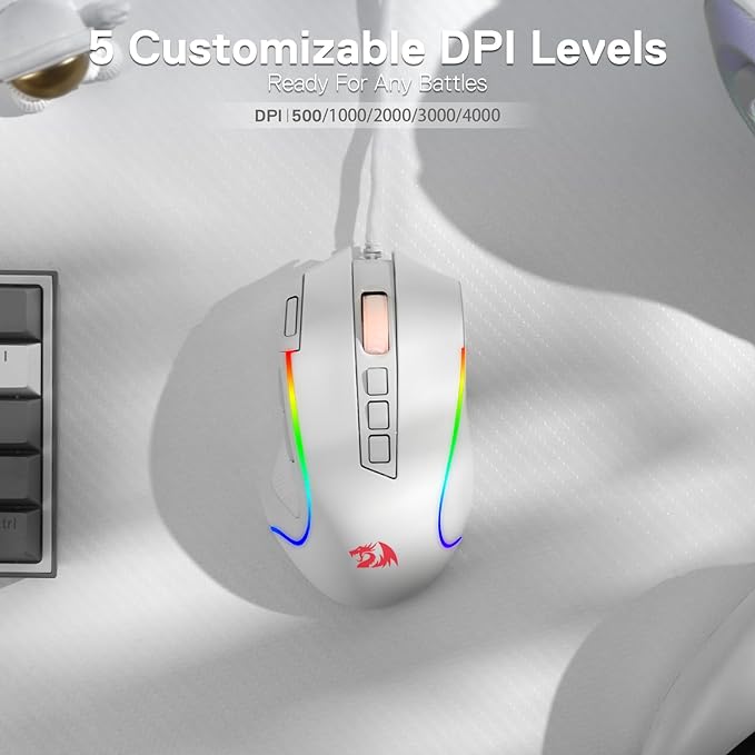 Redragon M612 Wired RGB Optical Gaming Mouse 8000 DPI Remapping Keys | Cable-Free 0 Delay, Redefine Keybinding Macro, Vibing Backlight, Ergonomic Grip Body Comfort - Image 5