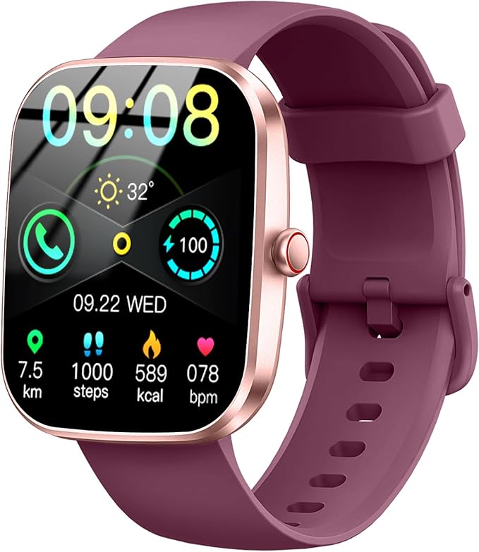 Smart Watch(Answer/Make Call), 1.91"HD Smartwatch for Men Women with Heart Rate/Sleep Monitor/Pedometer/Calories, 113+ Sports Fitness Watch Tracker, IP68 Waterproof Step Counter for Android iOS-Wine by Jugeman