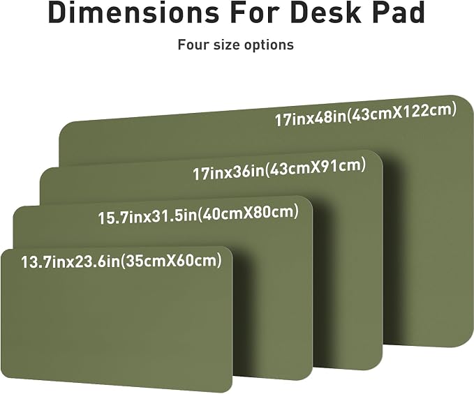 Aothia Desk Protector Mat, Mouse Pad, Non-Slip Waterproof PU Leather Desk Blotter, Laptop, Writing for Office and Home (23.6" x 13.7", Olive Green) - Image 7