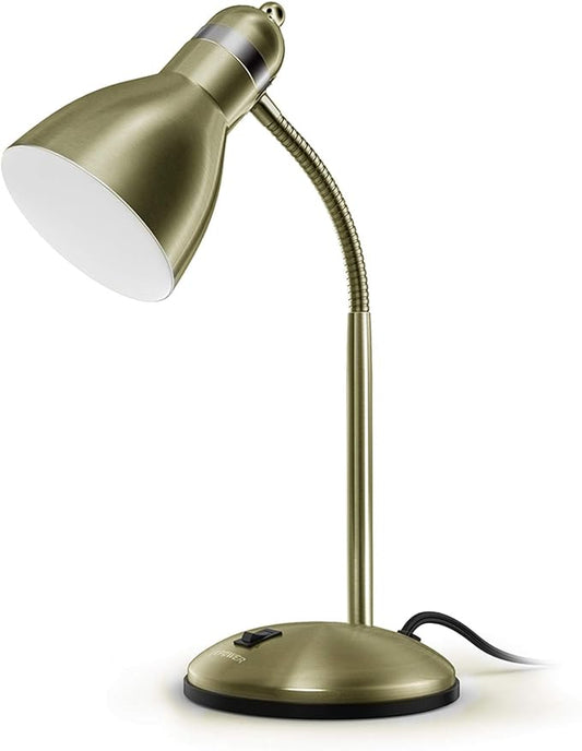 LEPOWER Metal Desk Lamp, Adjustable GooseNeck Reading Light for Bedroom | Compact & Sturdy, Space-Saving for Bedside & Dorm, E26 Table Lamp, Eye-Caring, Ideal for Study, Office, Back to School by LEPOWER