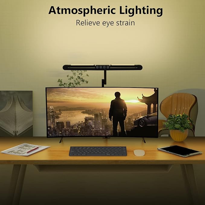 Micomlan Desk Lamp with Clamp, Architect Led Desk Lamp for Home Office with Remote Control, 24W Ultra Bright Auto Dimming Computer Light Adjustable Table Light for Working Workbench (Remote) - Image 4