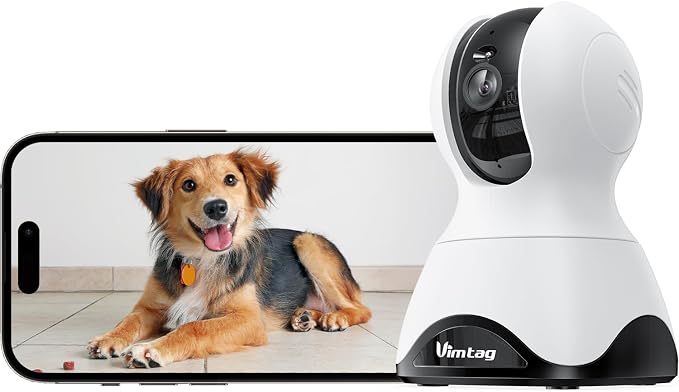 VIMTAG 4K 8MP Pan/Tilt Pet Camera Indoor with Phone App for Dog/Cat/Baby/Nanny/Home Security, Motion Tracking, Night Vision, 2-Way Audio, AI Detection, 5G/2.4GHz WiFi, Cloud & SD Card, Works w/Alexa by Vimtag
