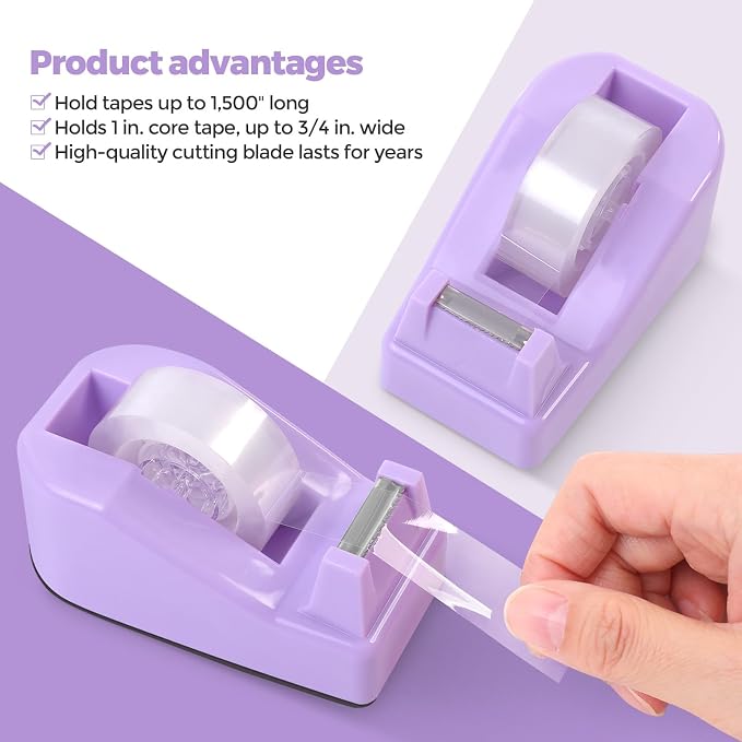 SKYDUE Purple Office Supplies Set, Purple Office Desk Accessories 10PCS, Pencil Holder for Desk, Stapler, Tape Dispenser, Scissors, Ruler, Binder/Paper Clips and 1000pcs Staples,Desk Supplies Set - Image 5