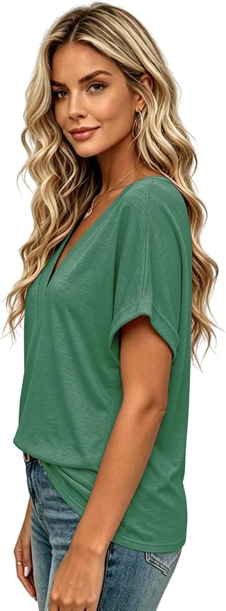 T Shirts Short Sleeve V Neck Tees Womens Tops Beach Vacation Fashion Clothes 2026 Casual Summer Spring Fall Outfits - Image 3