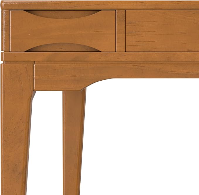 SIMPLIHOME Harper Small Desk - 48 inch Wide Solid Hardwood Writing Desk in Honey Brown, Mid-Century Modern Home Office Table for Study or Work with 2 Drawers and Flip-Down Keyboard Tray - Image 8