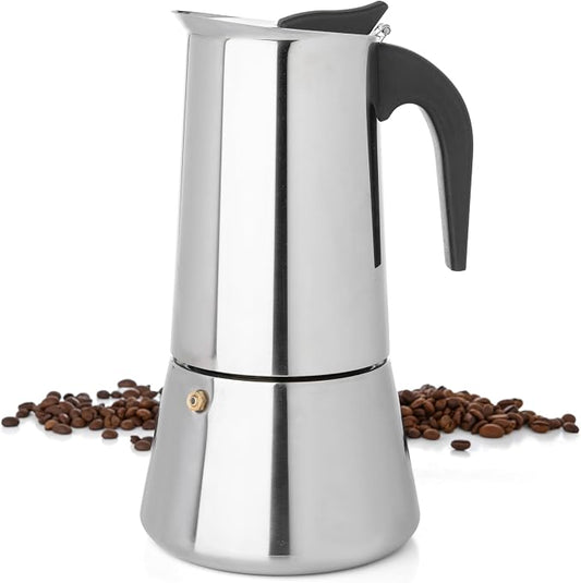 Mixpresso 12 Cup Greca Moka Pot, Stainless Steel Stovetop Espresso Maker | 600ml/20oz Italian stovetop coffee maker with classic percolator design, ideal for preparing coffee at home or while camping by Mixpresso