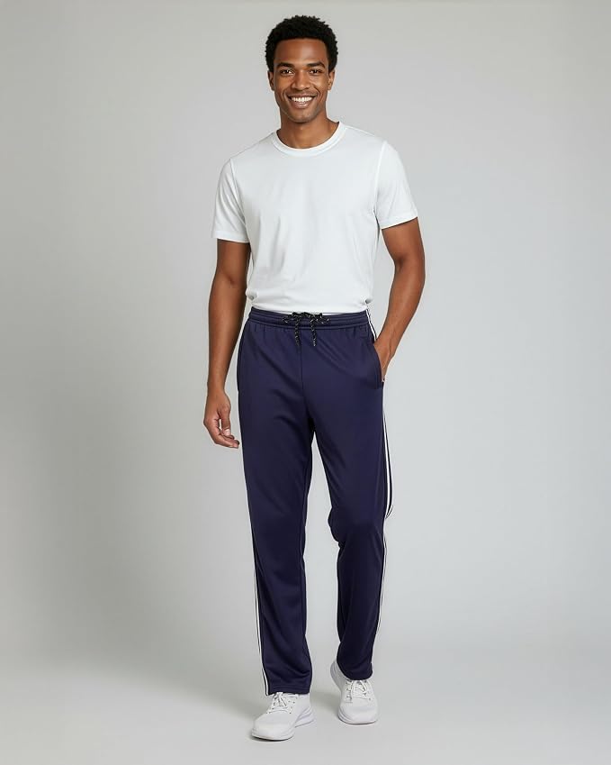 3 Pack Men's Mesh Open Bottom Sweatpants Active Athletic Workout Gym Pocket | Available in Big & Tall, Uncuffed, Elastic Waistband, Drawstring, Straight Leg, Running, Jogging, Exercise, Training, Sports - Image 3