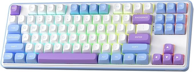 Redragon K707 PRO 80% Wireless Gasket RGB Gaming Keyboard, 3-Modes 87 Keys TKL Mechanical Keyboard w/Hot-Swap Socket, PBT Round Keycaps & 5-Layer Noise Dampening, Custom Linear Switch by REDRAGON