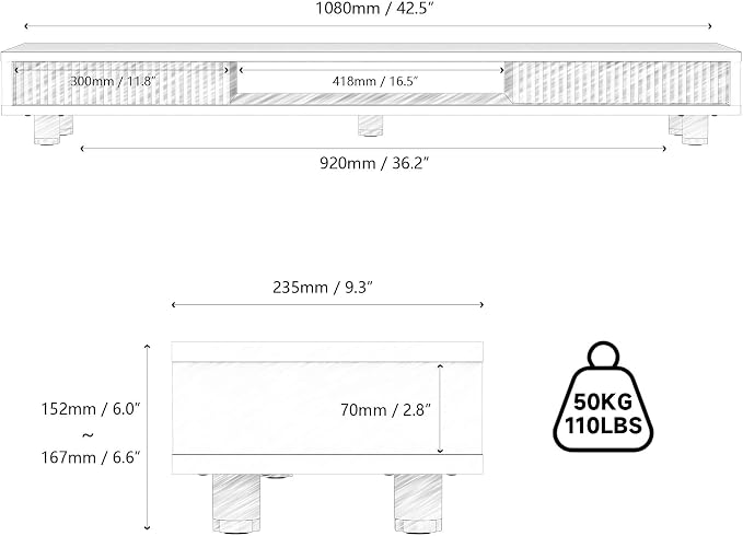 Fenge Dual Monitor Stand, 42.5inch Long Monitor Stands Riser for 2 Monitors, Glass Sliding Door with Storage Organizer Stand for Desk, 2 Tier Desk Shelf for Laptop, Pc, Printer, Computer, TV - Image 4