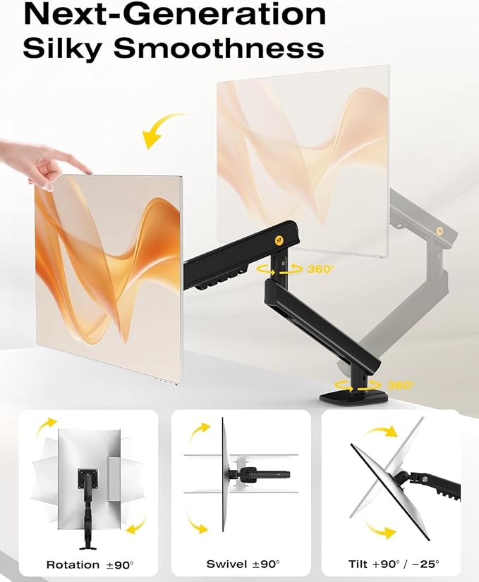 NB SmooVex™ Monitor Mount, Monitor Stand fits up to 32 Inch, Mechanical Spring Mount, VESA 75/100 mm, Model-A5(Black) - Image 3
