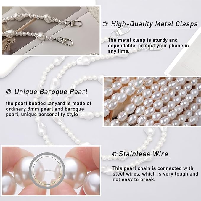 Phone Crossbody Chain Cell Phone Lanyard,Universal Leather+Metal Shouder Strap with Phone Tether Patches (N) - Image 3