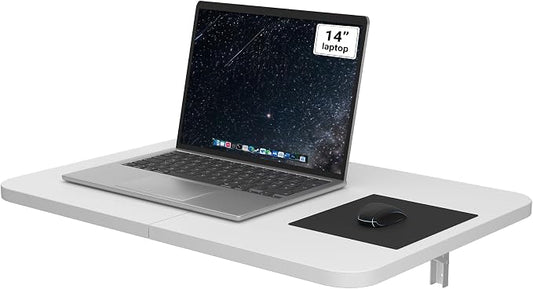 Neoaider Wall Mounted Folding Desk 23.6” x 15.7”, White | Drop Down Table with Metal Collapsible Brackets, Folding Wall Table for Small Spaces, Home, Office, Kitchen, Laundry Room by Neoaider