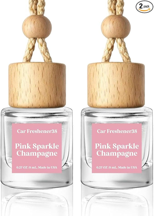 HoogaLife Car Air Freshener Diffuser 2 Pack Hanging Air Freshener Diffuser - Pink Sparkle Champagne Fragrance Oil Air Diffuse r for Car, 45+ Days Long Lasting Fragrance Made in USA (P38) by HoogaLife