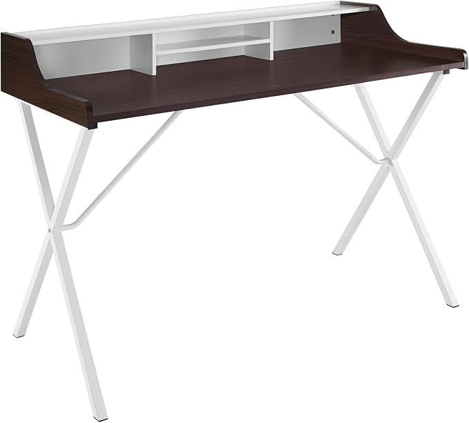Modway Bin Contemporary Modern Writing Desk With Storage Cubbies in Cherry - Image 3