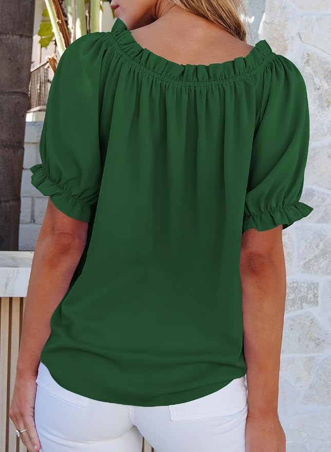 EVALESS Womens Tops Off The Shoulder Blouses for Women Dressy Casual Cute Puff Sleeve T Shirts Fashion 2026 - Image 4