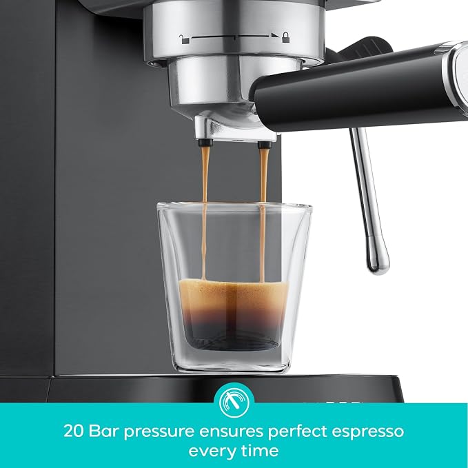 CASABREWS CM5418 Espresso Machine, Espresso Coffee Maker with Steam Wand | Stainless Steel, 20-Bar Pump, Built-in Pressure Gauge, Powerful Steam Wand for Cappuccino Latte for Home, 34oz Water Tank - Image 2