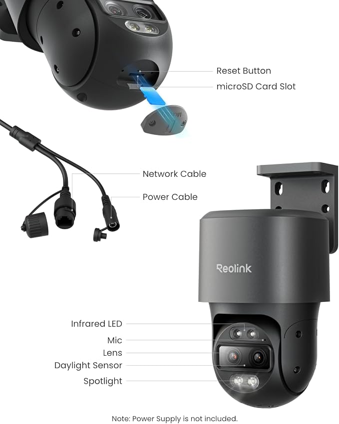 REOLINK TrackMix PoE Grey Dual-Lens PTZ Security Camera 6X Hybrid Zoom | 4K 355° Pan & 90° Tilt Auto Tracking, Smart Detection, 24/7 Recording, Color & IR Night Vision, Up to 512GB microSD Card - Image 9
