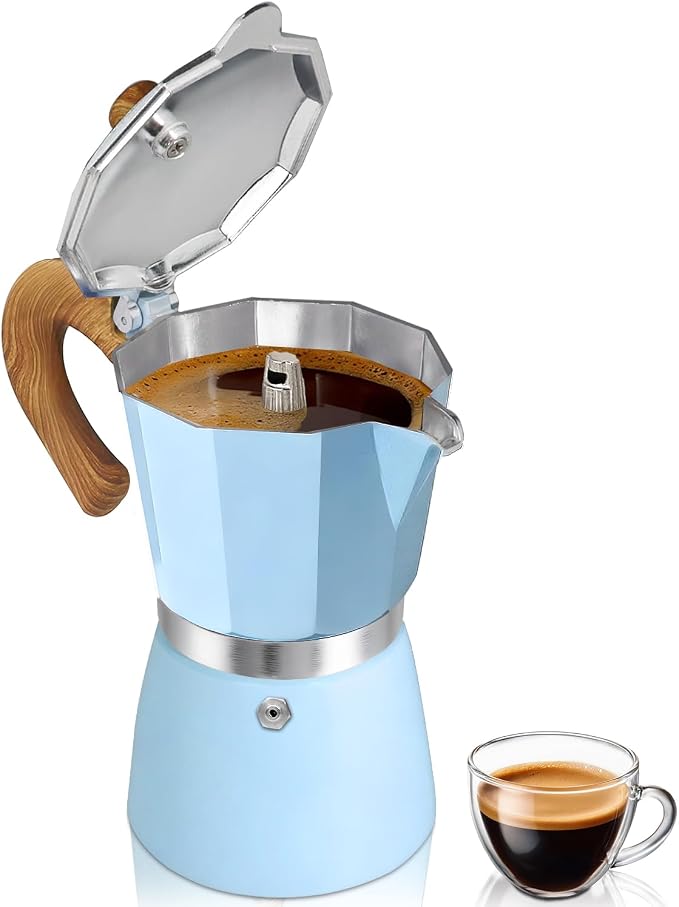 Coffee Maker Stovetop Espresso Maker 12 Cup Aluminum Moka Pot Percolator 20oz 600ml Easy Brewing for Electric Ceramic Stoves Home Camping Italian Cuban Café Classic Blue by Unknown