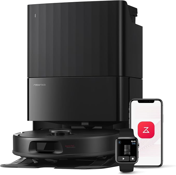 roborock Qrevo Series Robot Vacuum and Mop, Upgraded from Qrevo S | 8000Pa Suction, Anti-Tangle Brushes, Smart Obstacle Avoidance, Auto Mop Washing, All-in-One Dock, Spinning Mop, Black(QV 35A) by Unknown