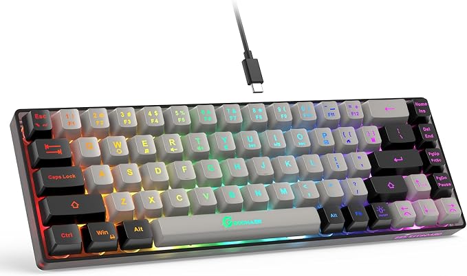 GEODMAER 65% Gaming Keyboard, Wired Backlit Mini Keyboard, Ultra-Compact Anti-Ghosting No-Conflict 68 Keys Membrane Gaming Wired Keyboard for PC Laptop Windows Gamer by GEODMAER